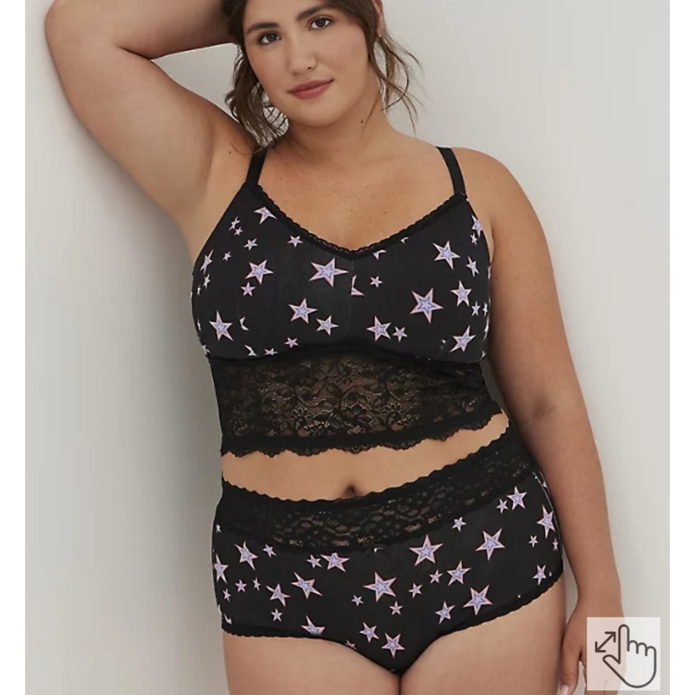 NWT Torrid Wide Lace Bralette Cotton Rainbow Stars 1X 14 16